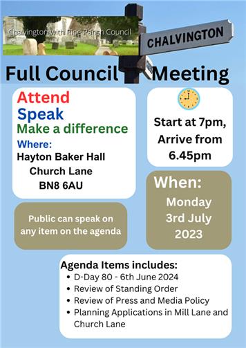  - Full Council Meeting 3rd July 2023